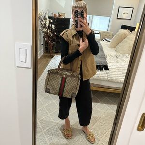 Vintage Gucci Brief Satchel Tote Beige